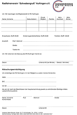 Mitgliedsantrag RV-Nufringen